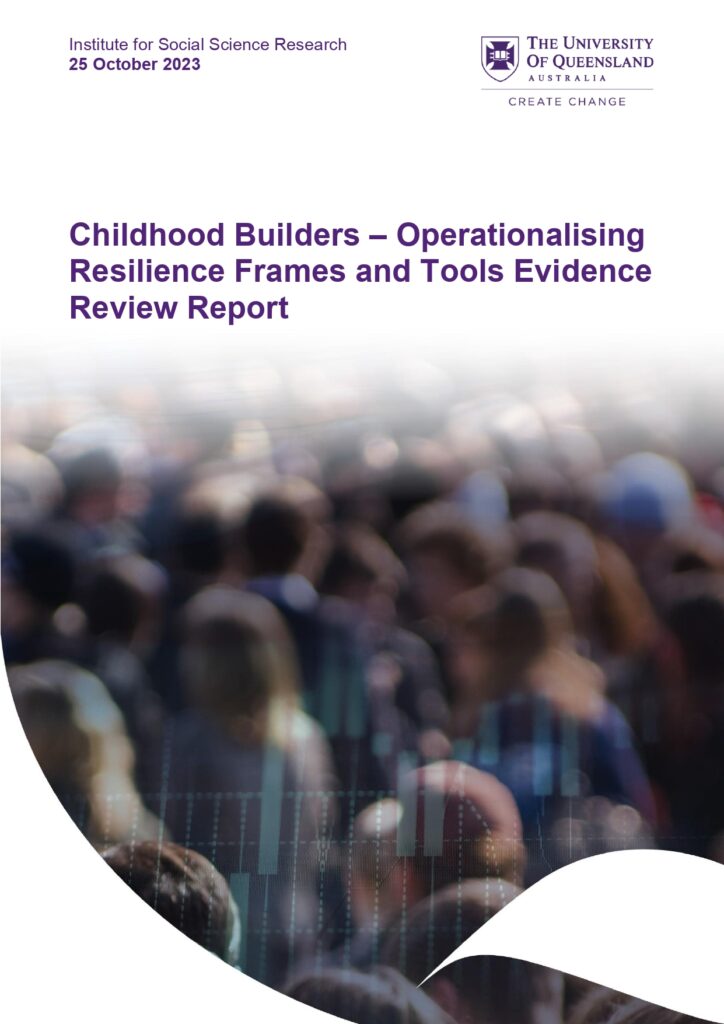 Cover of report: Childhood Builders – Operationalising Resilience Frames and Tools Evidence Review Report