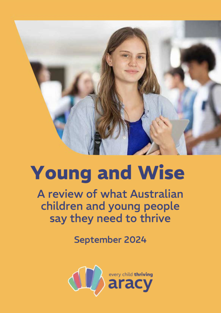 Yellow cover of Young and Wise report featuring image of teen girl