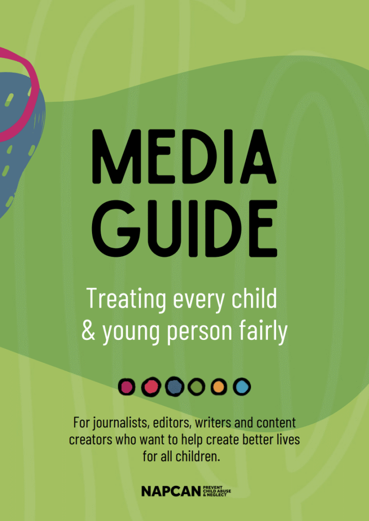 Green cover with the words Media Guide: treating every child and young person fairly
