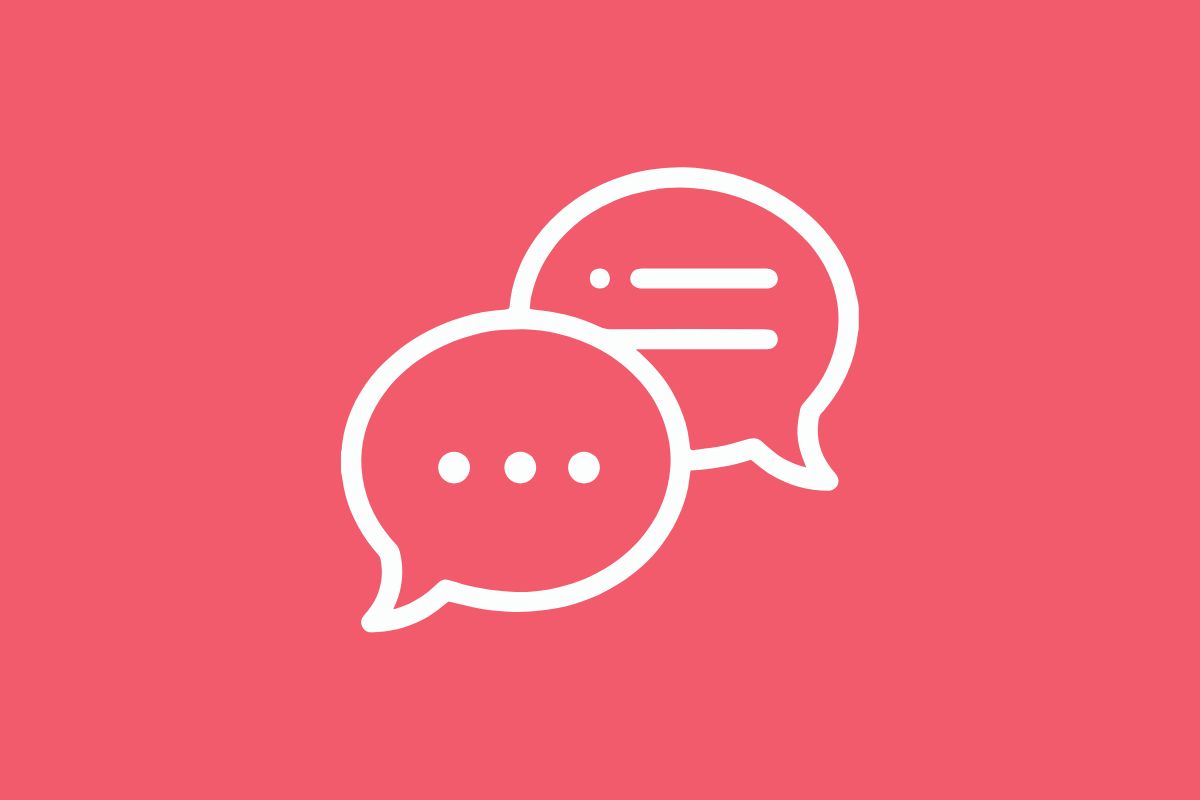 Pink background with white speech bubbles