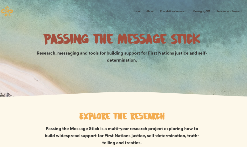 Screen shot of the Passing the Message Stick website